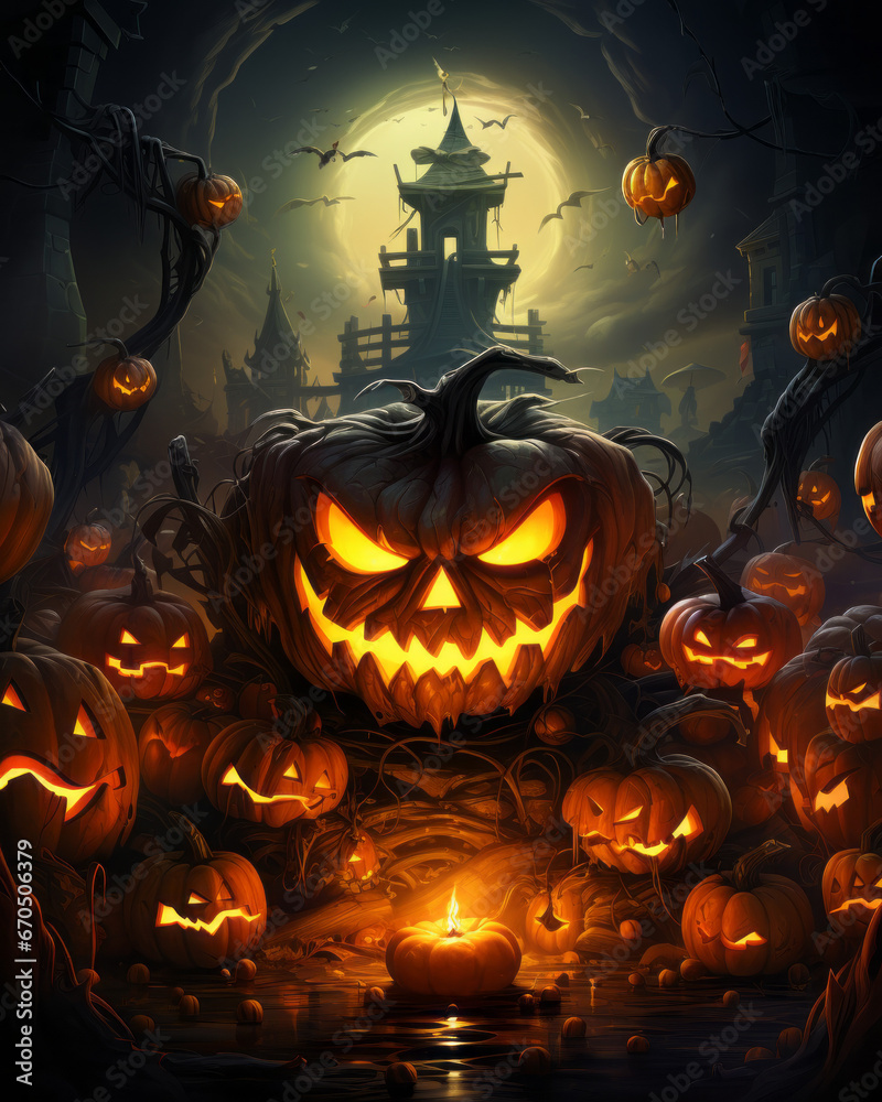 Halloween background with pumpkin and bats Halloween background with pumpkin and bats