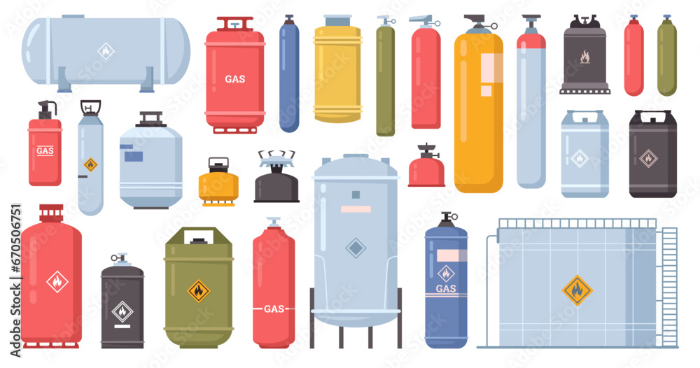 Gas cylinder container bottle, tank with dangerous liquid. Lpg propane bottle icon container