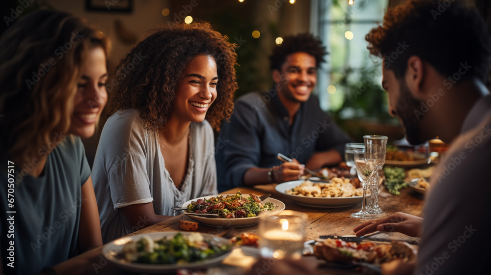 Friends at a home-made holiday dinner