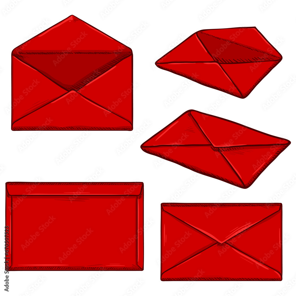 Vector Set of Cartoon Red Envelopes. Vector Set of Cartoon Red Envelopes.