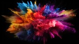 Colorful paint explosion isolated on black background
