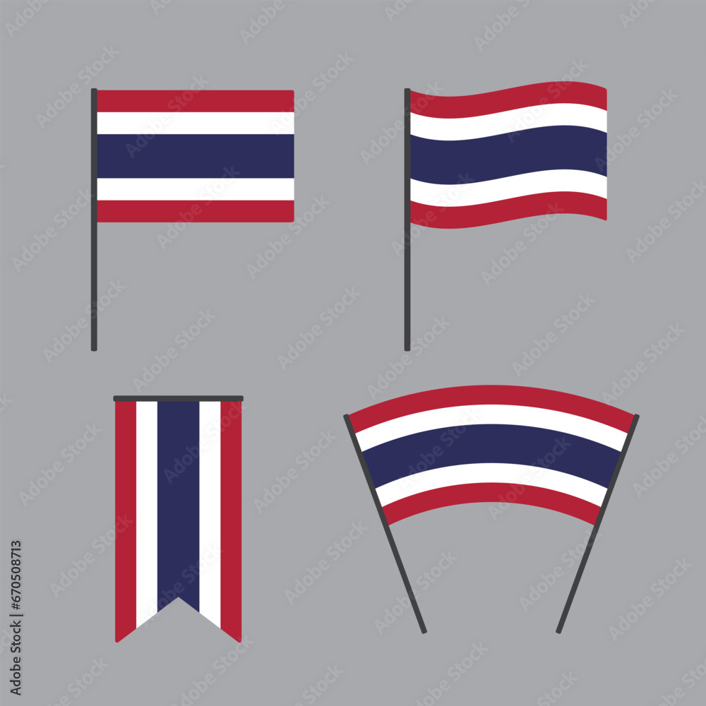 Obraz premium Flat vector illustration of Thailand flag.