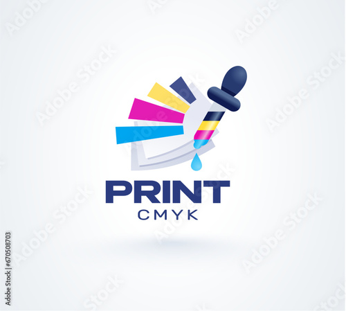 Logo print polygraphy and cmyk printing theme