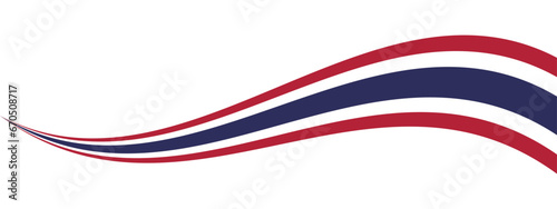 Red, white and blue colored background, as the colors of Thailand flag. Flat vector illustration.