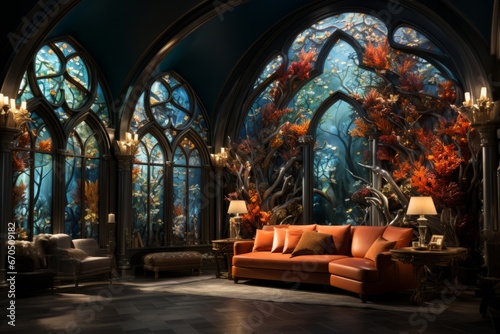 Breathtaking underwater mural in an ocean-themed room, Generative AI