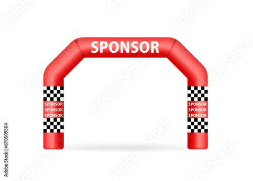 Template for advertising arch. Suitable for events, races, marathon and other sports. Inflatable finishing arch illustration. Red inflatable arch, suitable for a variety on sports. Vector illustration