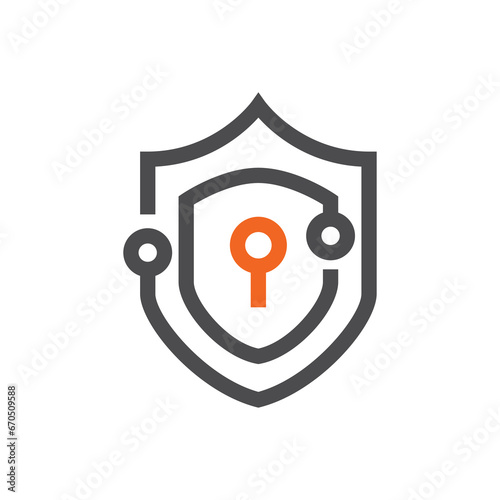 secure shield technology logo design on a white background