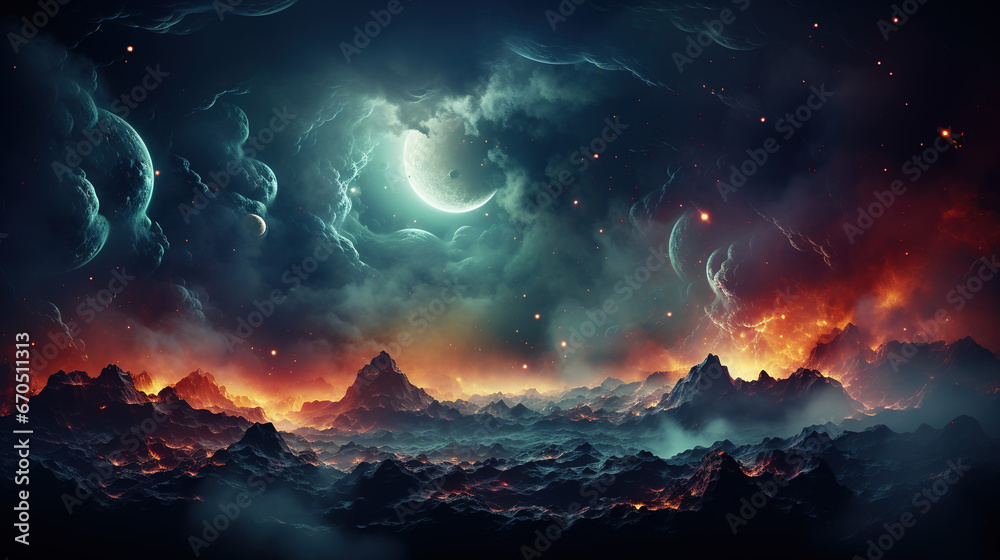 Naklejka premium Abstract Space with Stars: Explore the Cosmic Canvas