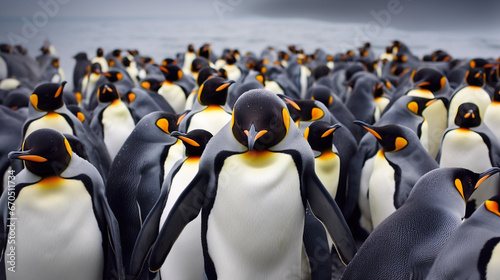 Penguin huddle in the South Pole