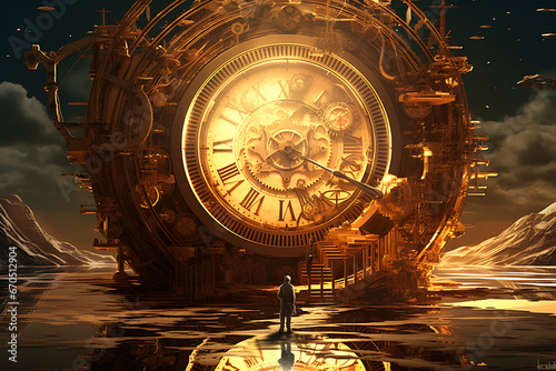 Time machine clock, futuristic fantasy, movie, cartoon, animated, time, big clock