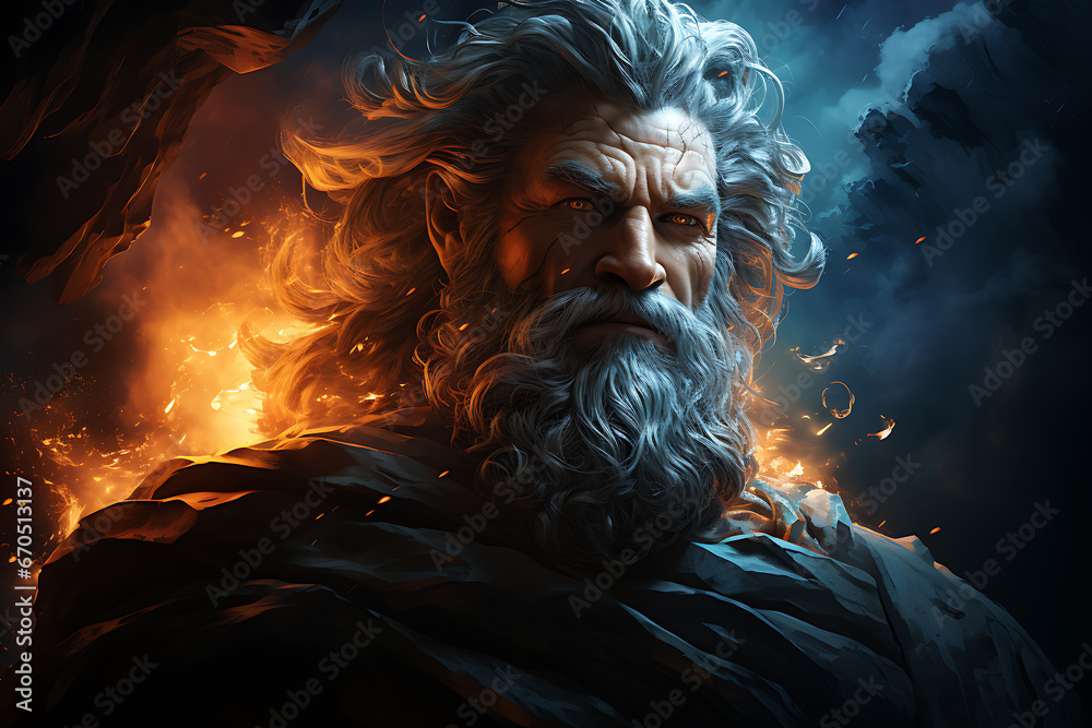 Zeus, king of the gods, who was also the god of sky and thunder, chief of the Twelve Gods on Olympus. Zeus, king of the gods, who was also the god of sky and thunder, chief of the Twelve Gods on Olympus.