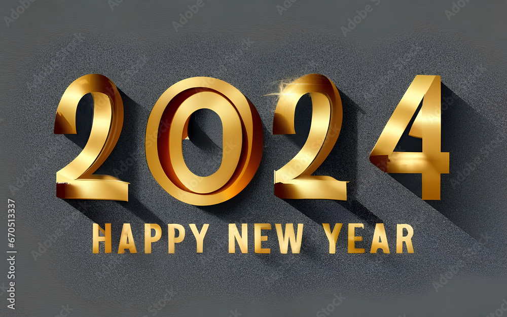 Celebrate 2024 Sparkling Golden New Year's Background, Happy New Year