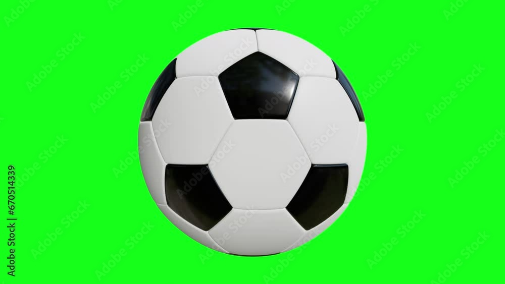 3d animated turning soccer ball with green screen
