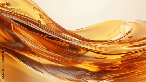 Cooking oil wave splashing or petrol liquid background. Orange wave banner with free place for text photo