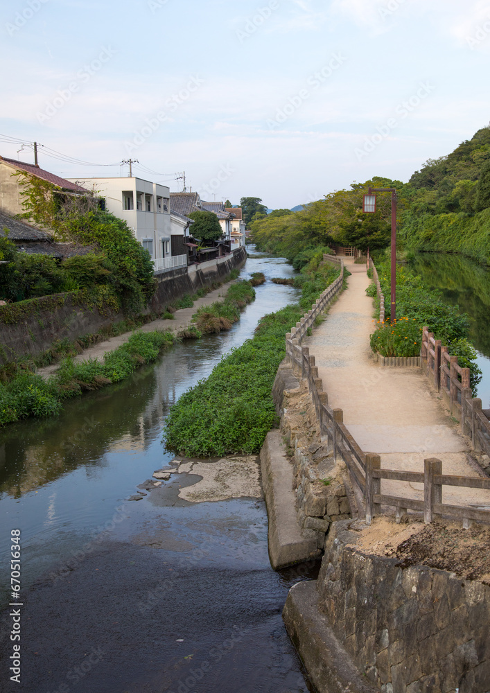 River crossing the town, Hypgo Prefecture, Himeji, Japan River crossing the town, Hypgo Prefecture, Himeji, Japan