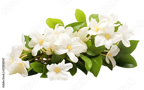 Fragrant Jasmine Flowers in Bloom on isolated background
