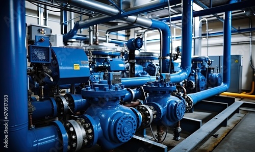 Large Industrial Building with a Network of Pipes and Valves