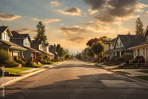 suburban neighborhood, houses, street, architecture, suburbs