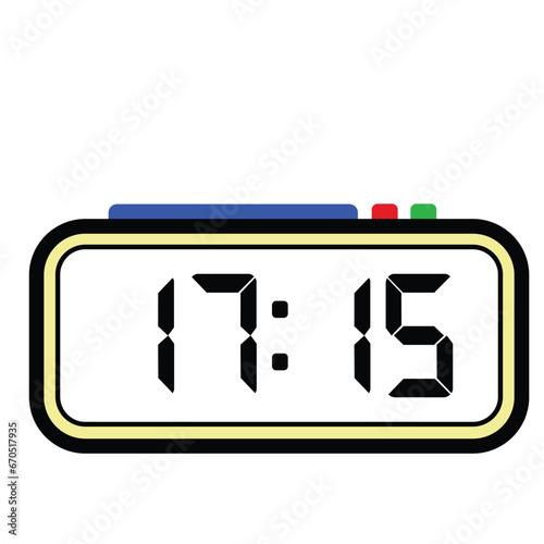 Digital Clock Time at 17:15, Time Illustration 24 Hours Format