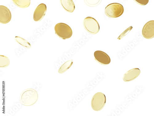 Falling coins isolated on white background. 3d illustration.