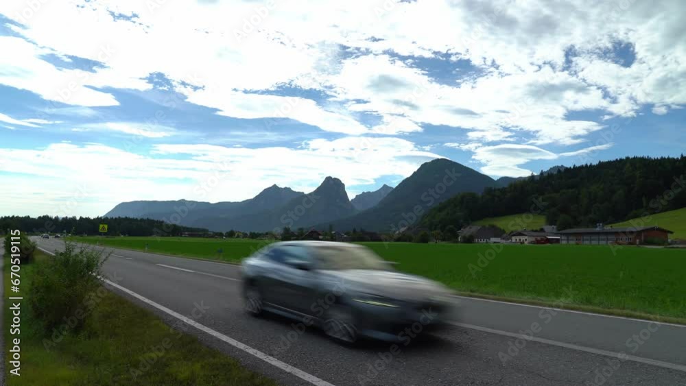 Highway near Lake Wolfgang in Austria Highway near Lake Wolfgang in Austria