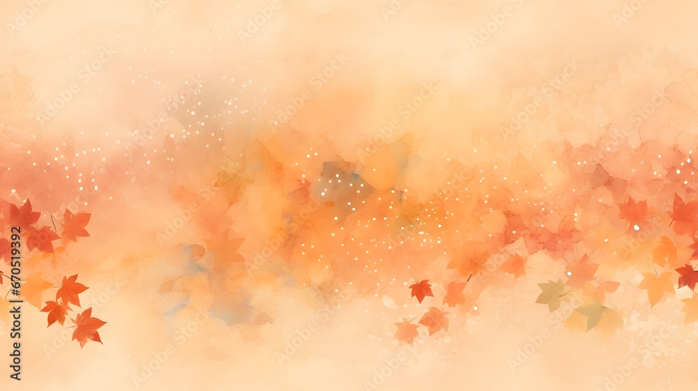 Autumn watercolor Japanese paper background seamless pattern