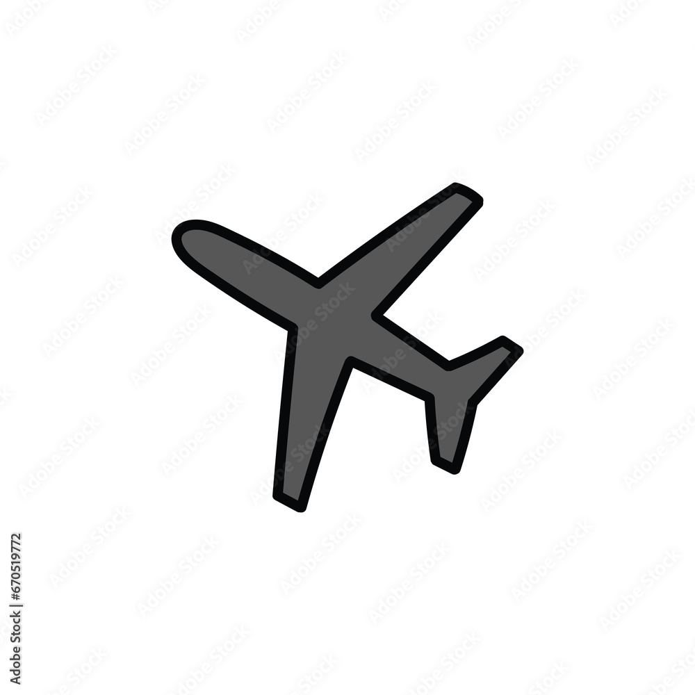 A hand-drawn cartoon airplane icon on a white background. A hand-drawn cartoon airplane icon on a white background.