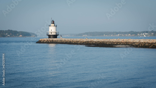 Portland, Maine, USA - October 1, 2023. Spring Point Ledge Lighthouse