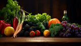 Antioxidants, fruits and vegetables on the table