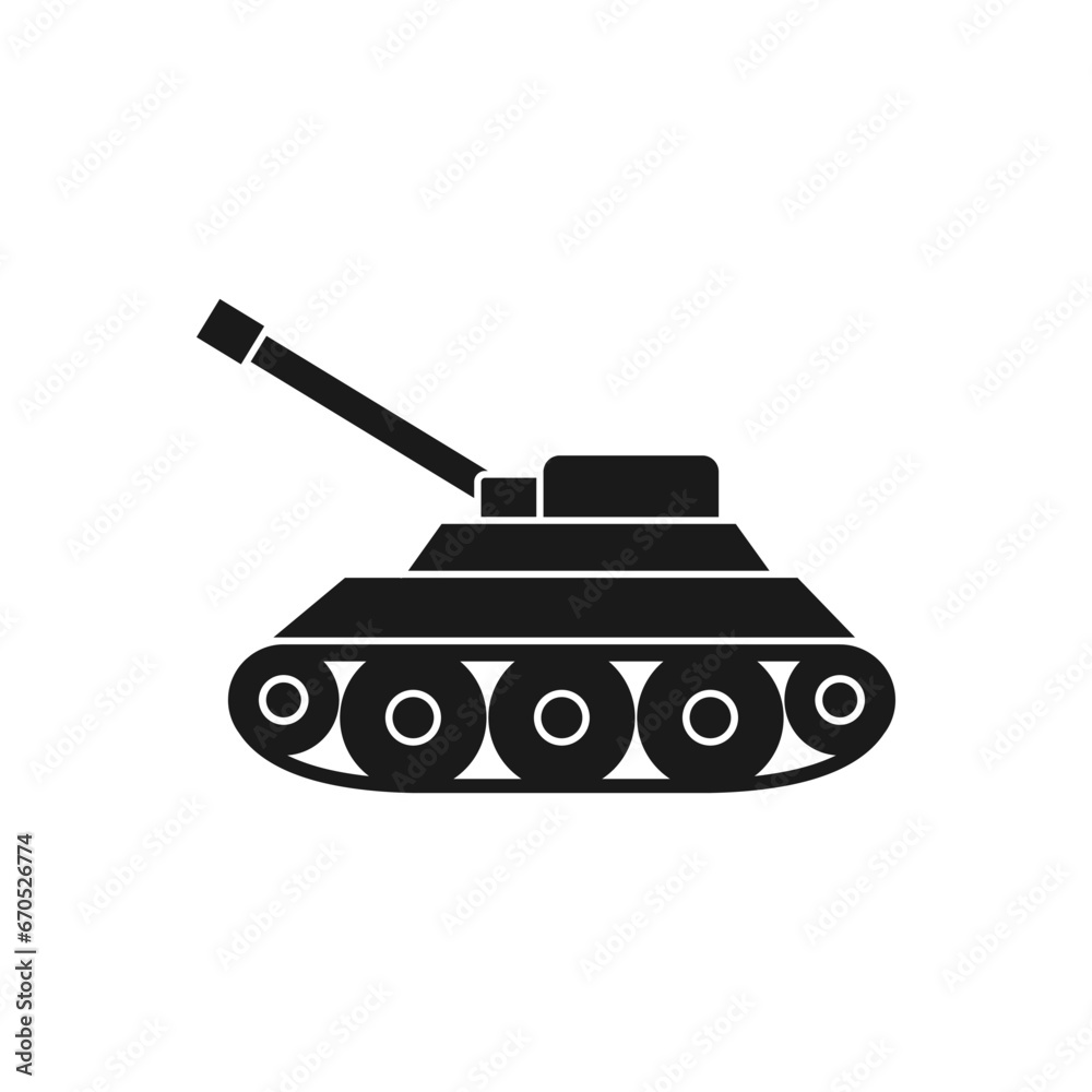 War tank icon flat style isolated on white background. Vector illustration War tank icon flat style isolated on white background. Vector illustration