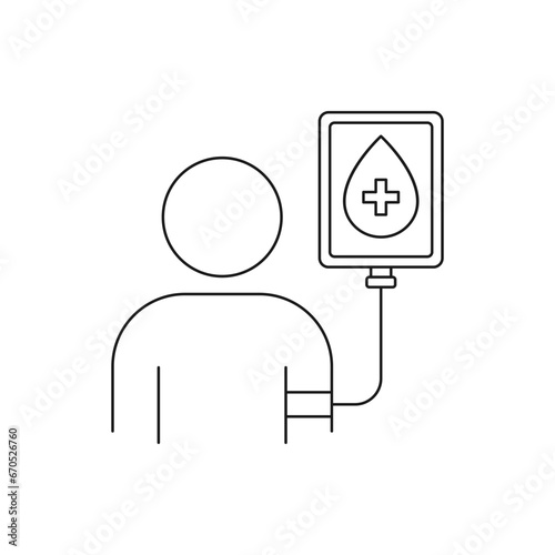Blood transfusion icon line style isolated on white background. Vector illustration