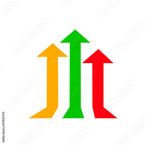 three up arrow icon vector on white background