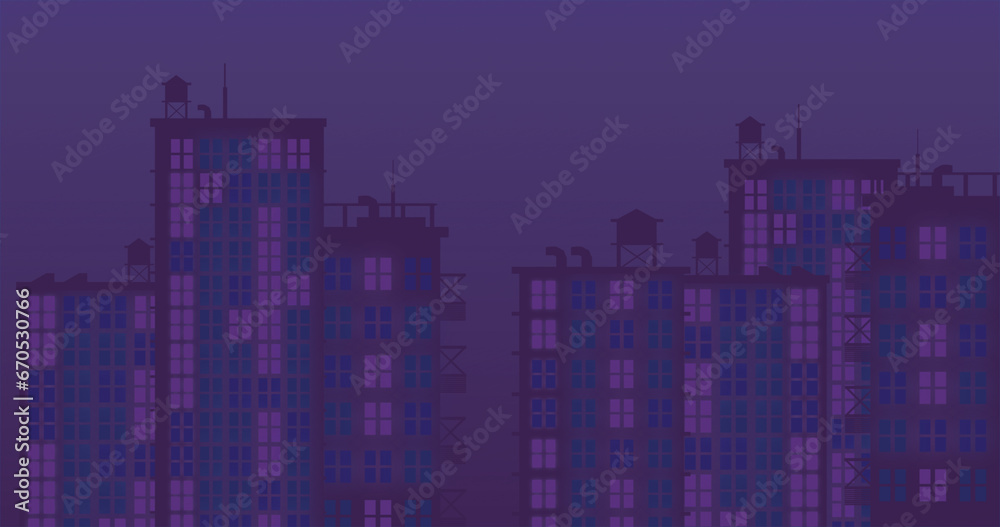 Moon with light building in high resolution. City light buildings background in colorful.