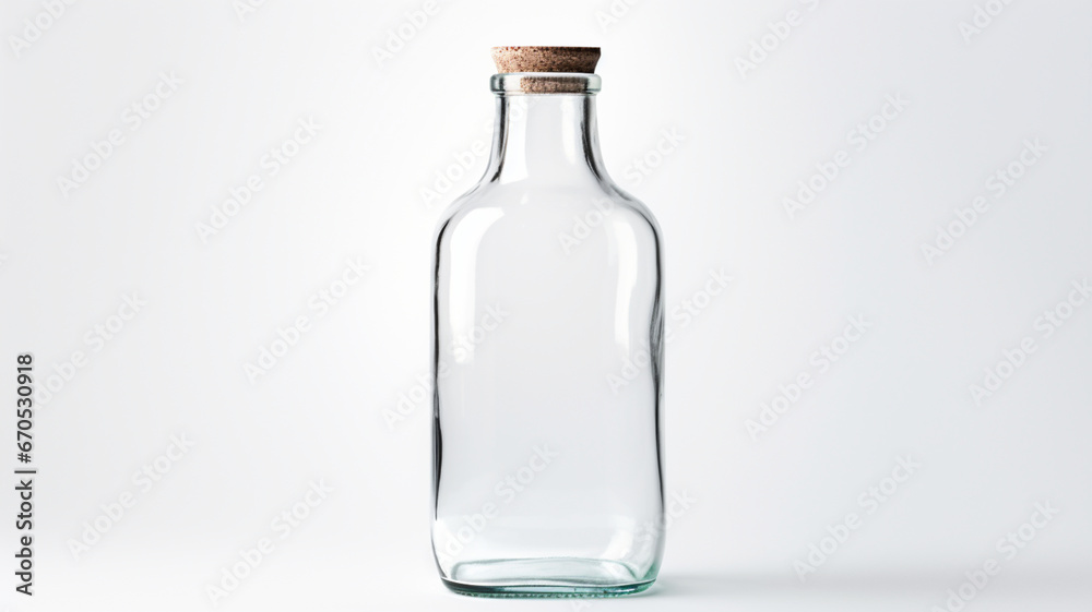 Empty Glass Bottle on White Background Generative AI Empty Glass Bottle on White Background Generative AI