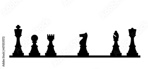 Chess Board Setup. Vector icon or symbol. Black and white chess board pieces. Flat style the starting positions figures pieces tournament strategy silhouette. checker board. Square checkered print