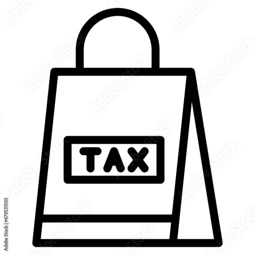 tax in paperbag line icon