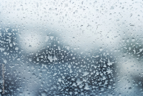 Cristal de la ventana con gotas de la lluvia en invierno. © ACG Visual