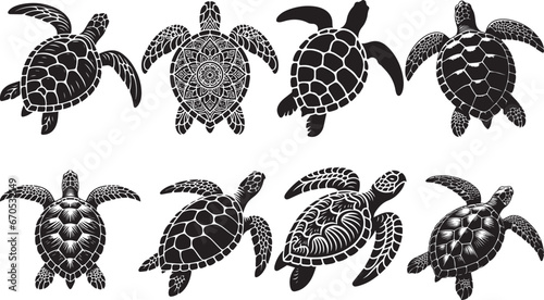 Turtle Marine Animal Vector, Sea Turtle Silhouette Clipart © Aleksandar