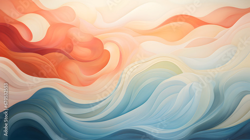 HQ Abstract Pastel Curve Illustration, Smooth Colored Waves Background 4K