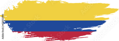 Colombia flag on brush paint stroke. 