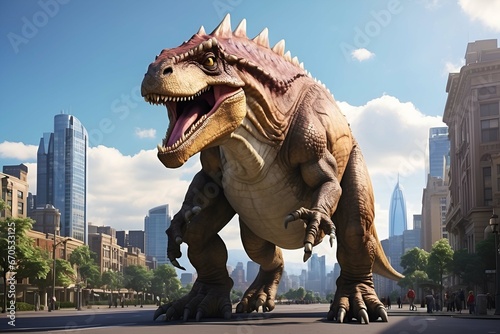 A big rex dinosaur in a city illustrations AI Generated © Graphicexpert30