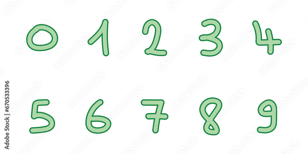 Cartoon set with different numbers 0 to 9. Zero, one, two, three, four, five, six, seven, eight, nine and ten numbers. Mathematics doodle hand writing concept. Cartoon set with different numbers 0 to 9. Zero, one, two, three, four, five, six, seven, eight, nine and ten numbers. Mathematics doodle hand writing concept.