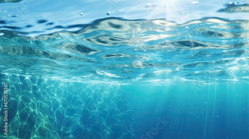 photorealistic half under water wallpaper design, beautiful holiday vibes photo