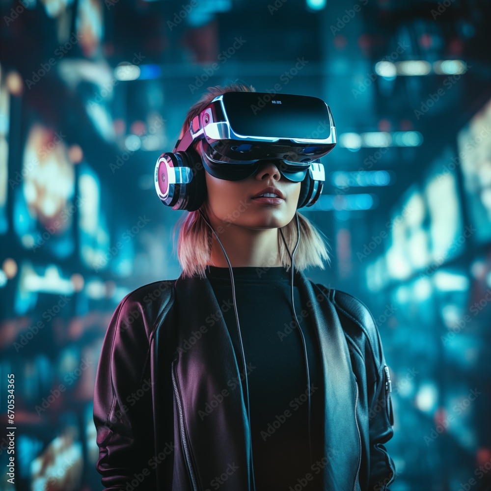 Portrait of a influencer in virtual reality Portrait of a influencer in virtual reality