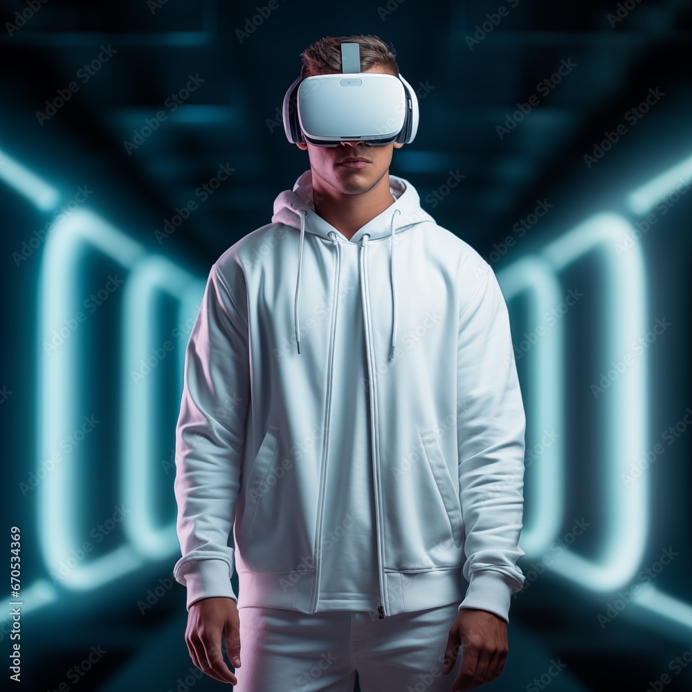 Portrait of a influencer in virtual reality Portrait of a influencer in virtual reality