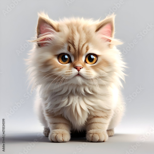 Cute Persian cat illustration isolated white background. ai generative