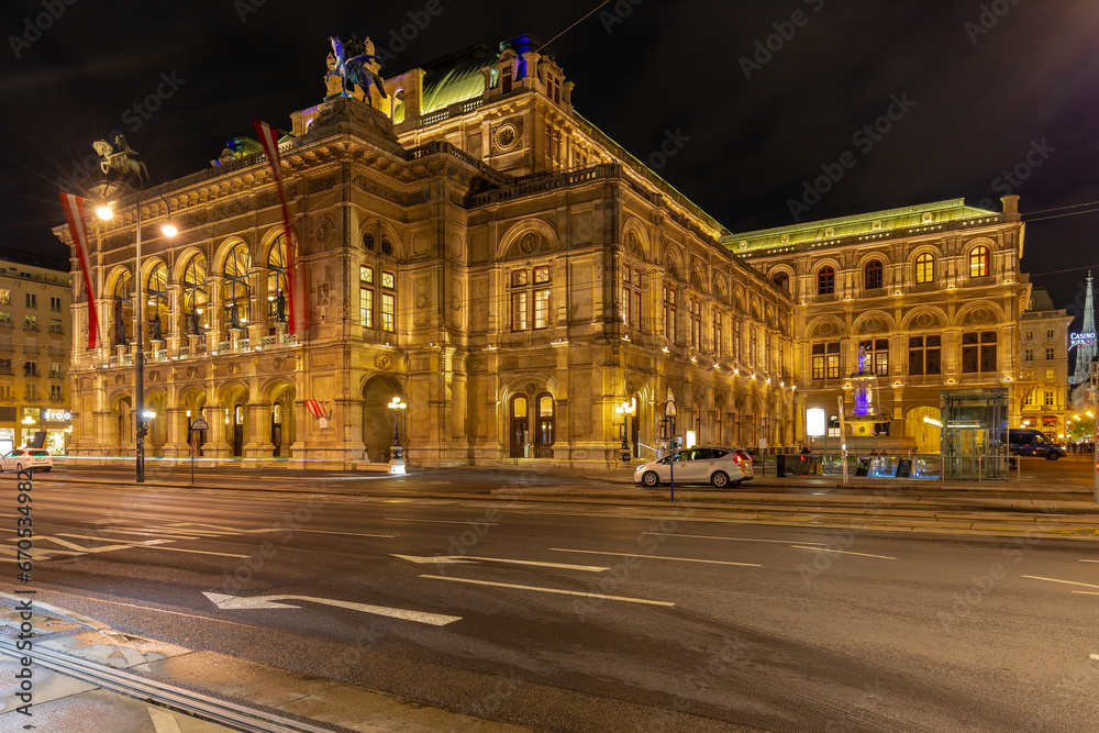 Vienne, Austria 10-26-2023 The Vienna State Opera, a 1709-seat  venue and the first major building on the Vienna Ring Road it host operas, ballets, balls and orchestra performances