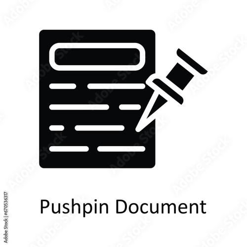 Pushpin Document  vector Solid Design illustration. Symbol on White background EPS 10 File 