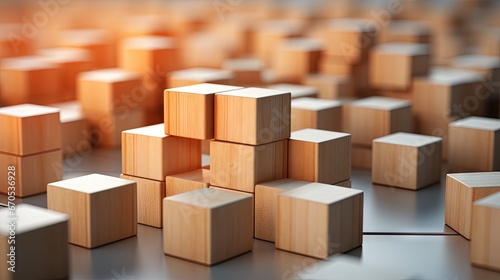 wooden cubes with a business concept. Components of building a successful business company