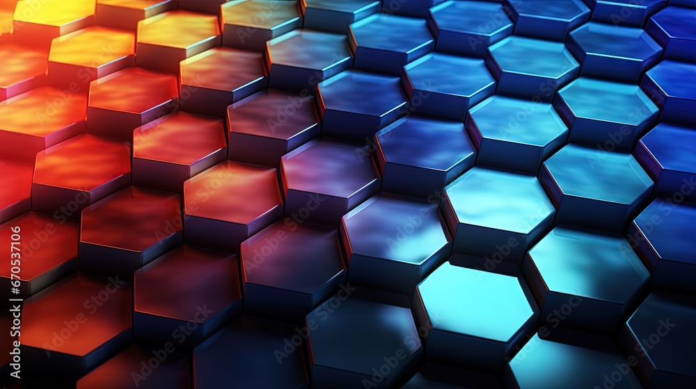 3D Illustration Hexagons digital symbols with gradient 3D Illustration Hexagons digital symbols with gradient